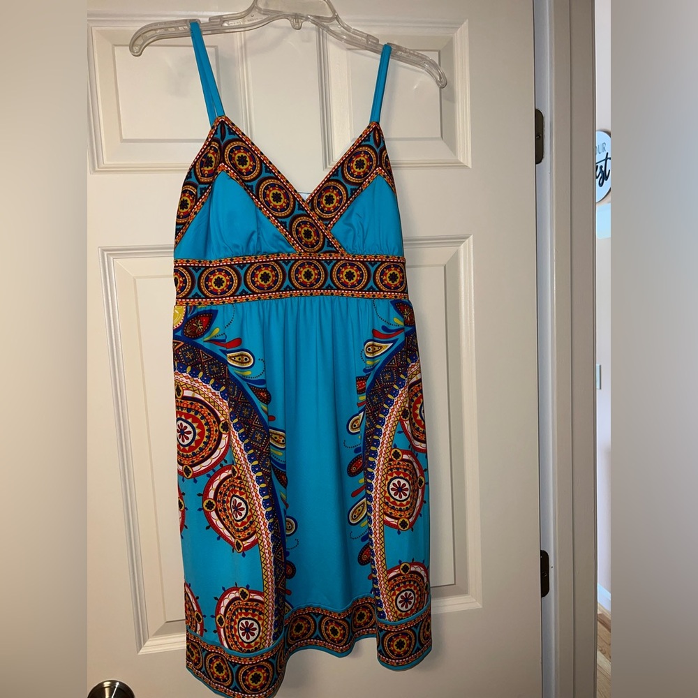 Blue and patterned INC dress
